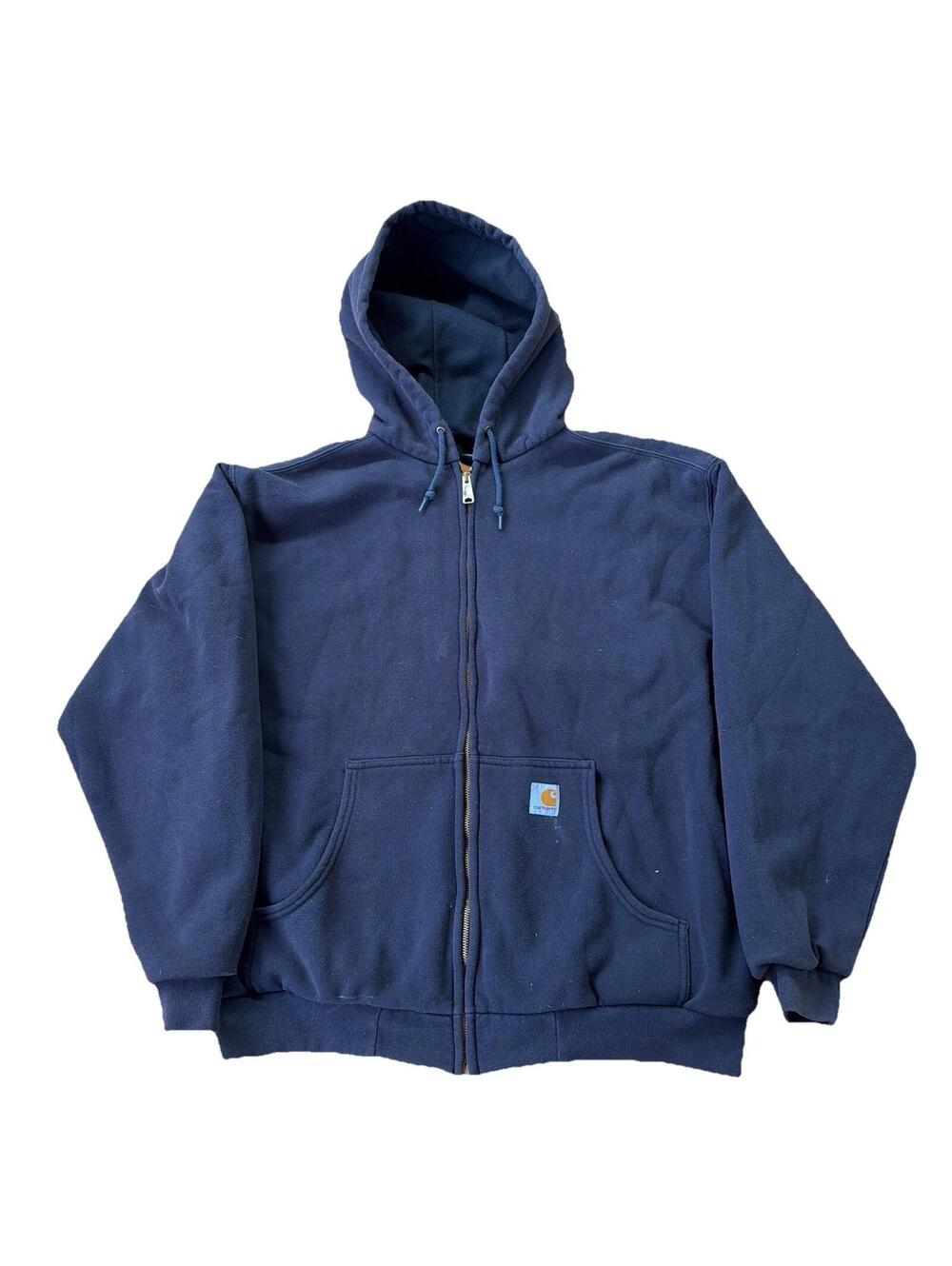 Y2K Green Carhartt J149 Full Zip Hoodie Thermal Size XL
